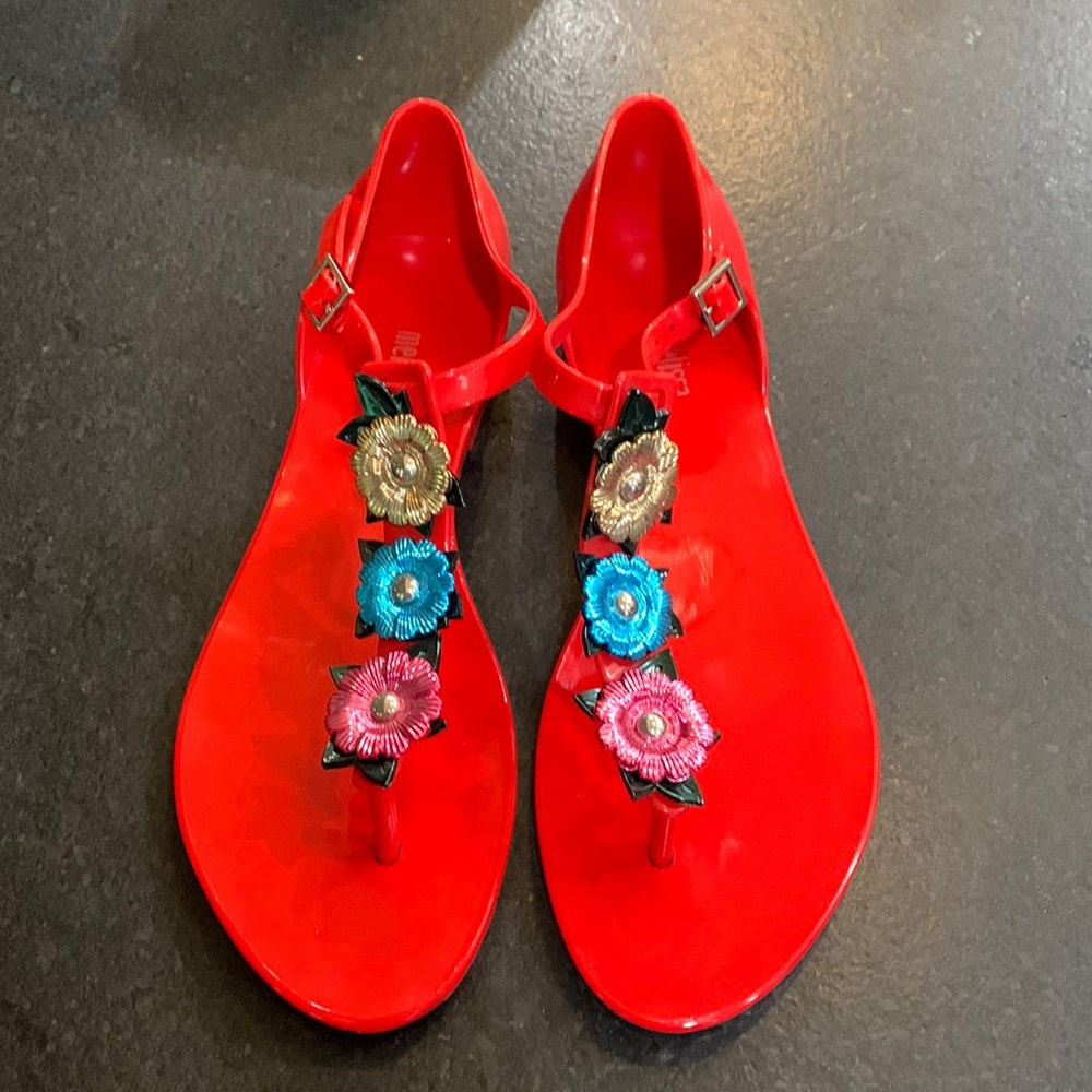New Melissa flower red jelly sandals 8